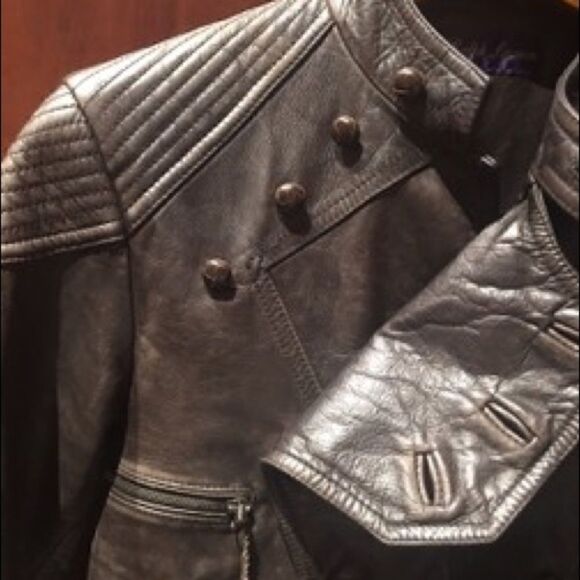 Ralph Lauren Collection Made in Italy Brown Distressed Calf Cavalry Moto Jacket - Picture 6 of 13